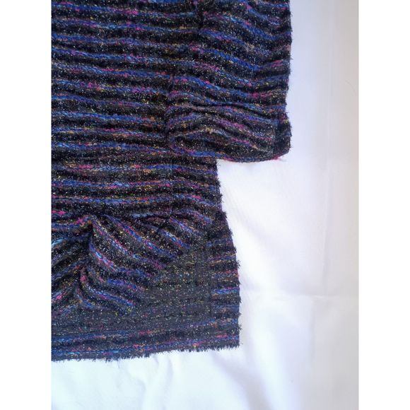 Handmade Vintage Tweed Short Sleeve Sweater Jacket Top - Metallic Striped 1X - Picture 5 of 9